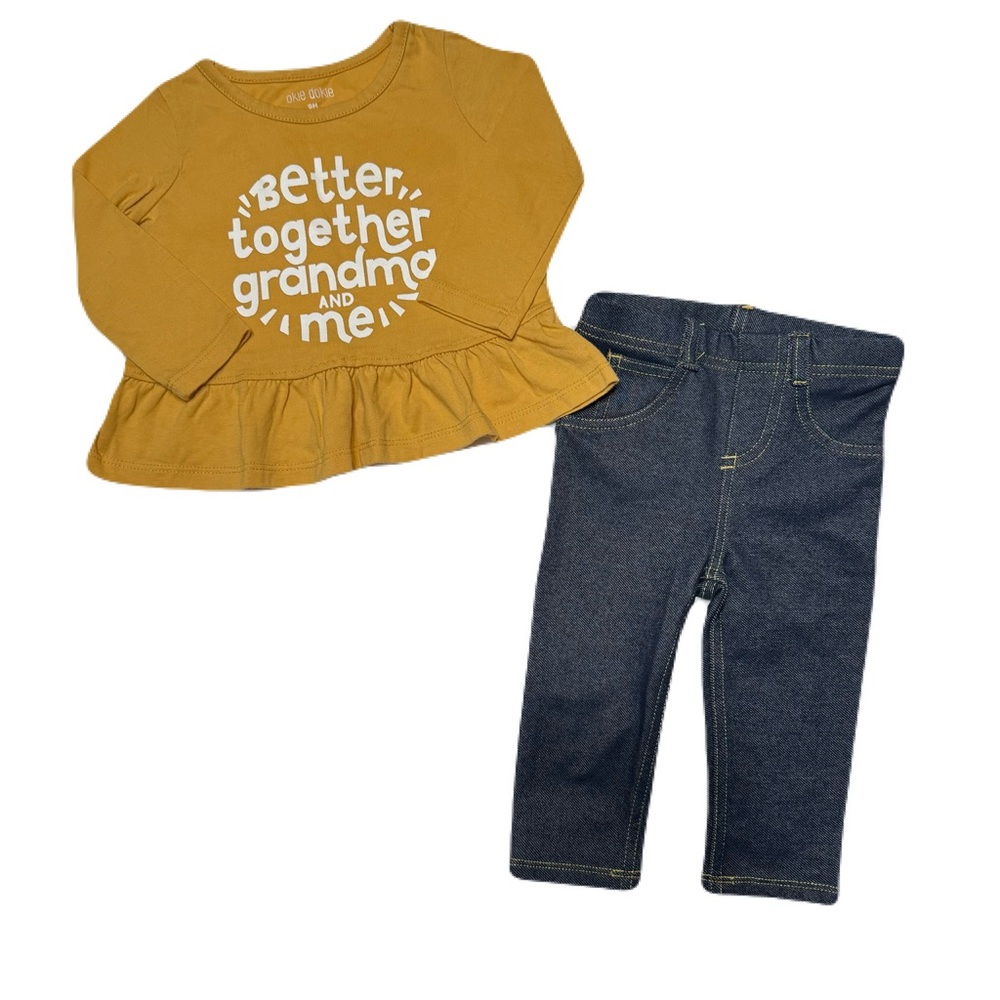 Baby Girl Okie Dokie Shirt & First Impressions leggings 6-9 & 9M